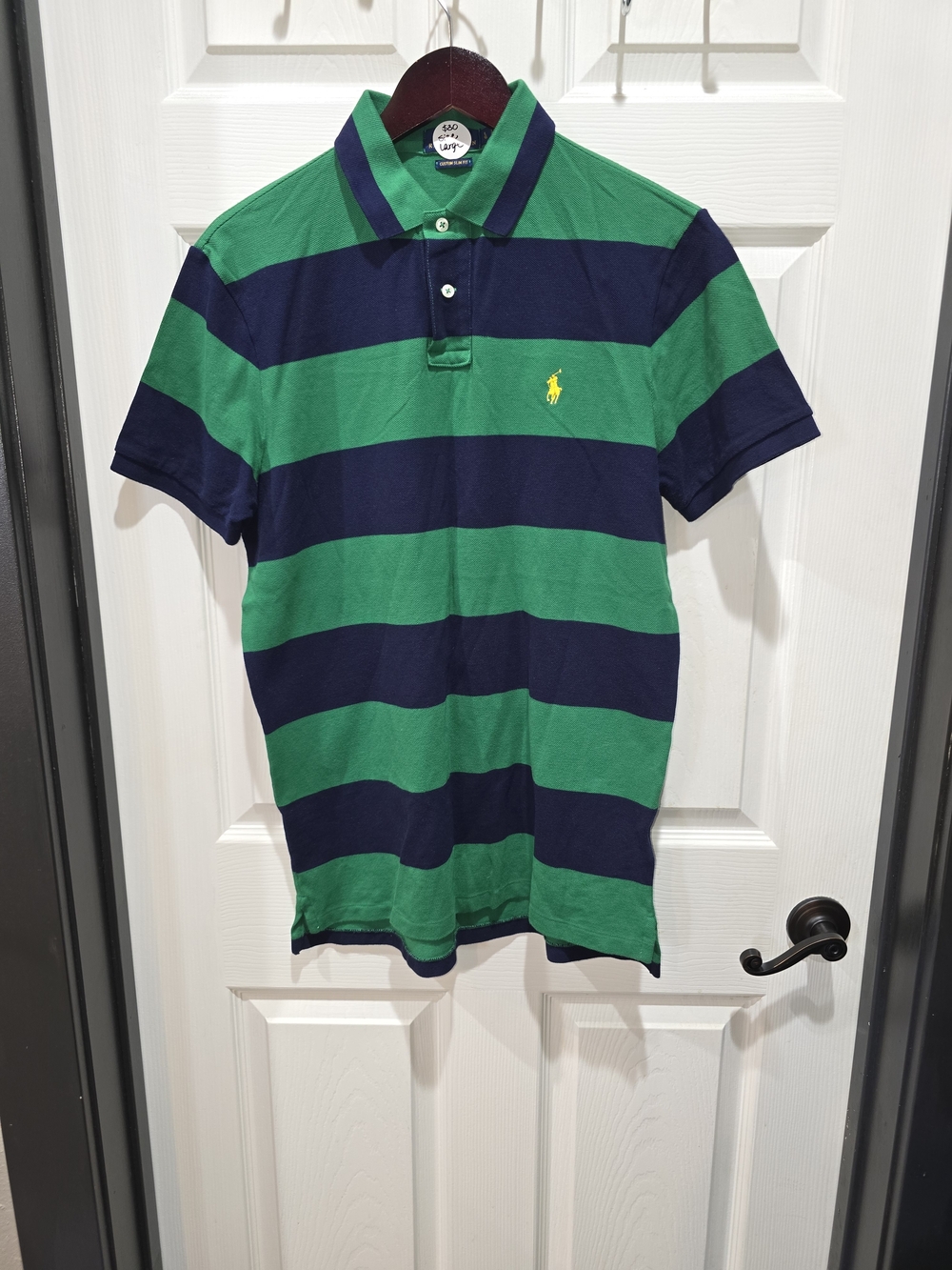Polo by Ralph Lauren Navy & Green Striped Cotton Polo